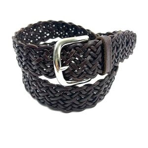 Banana Republic Men's Brown Braided Leather Blet Silver-tone Buckle